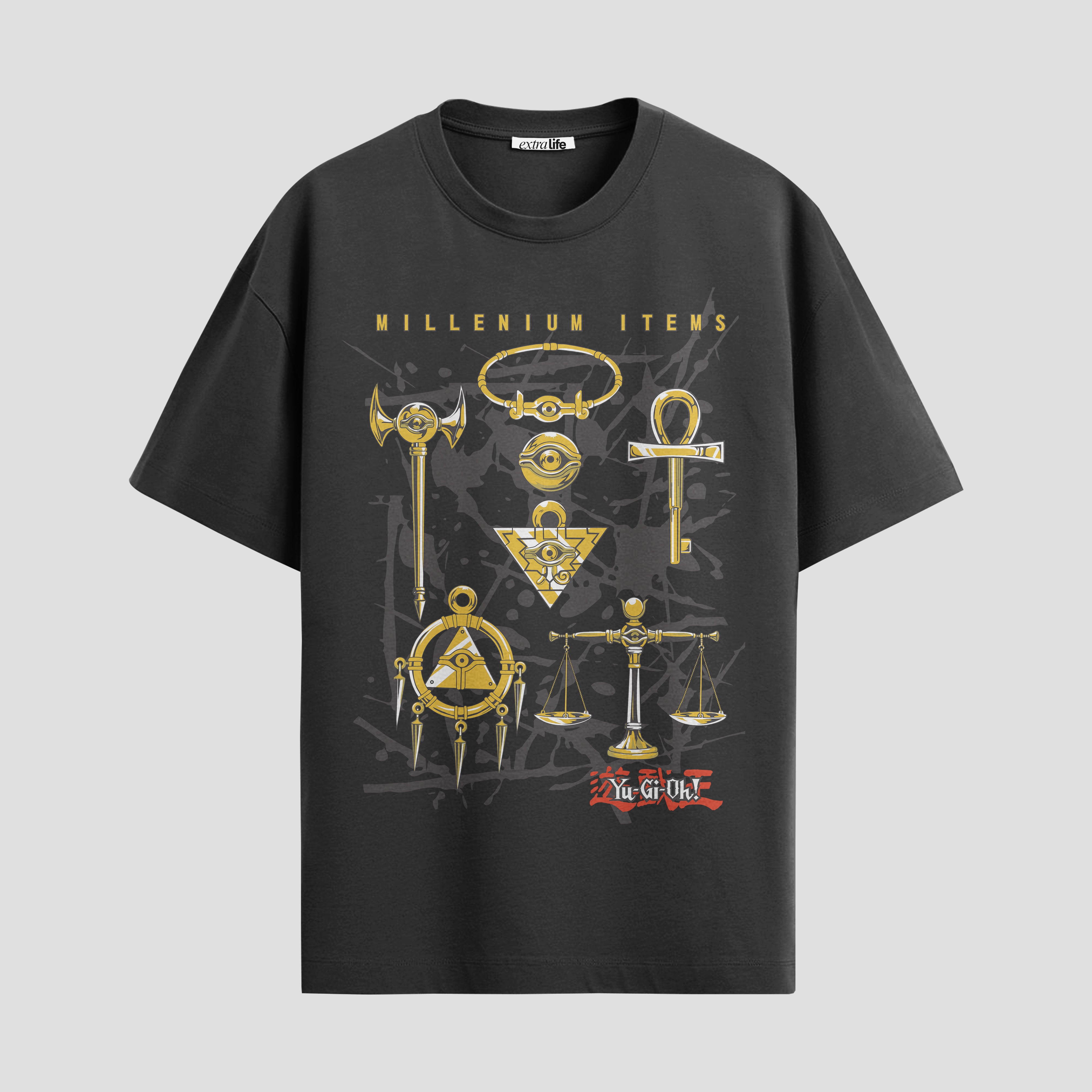 Playera urbana de anime y gaming ExtraLife MX, corte Standard Fit unisex ligero y transpirable en color Deep Black y Pure White, ropa de uso diario para gym y casual.