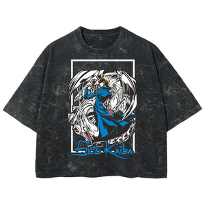 Playera streetwear premium de anime y gaming ExtraLife MX, corte boxy deluxe mineral wash heavyweight en color Acid Wash, moda urbana mexicana de culto.
