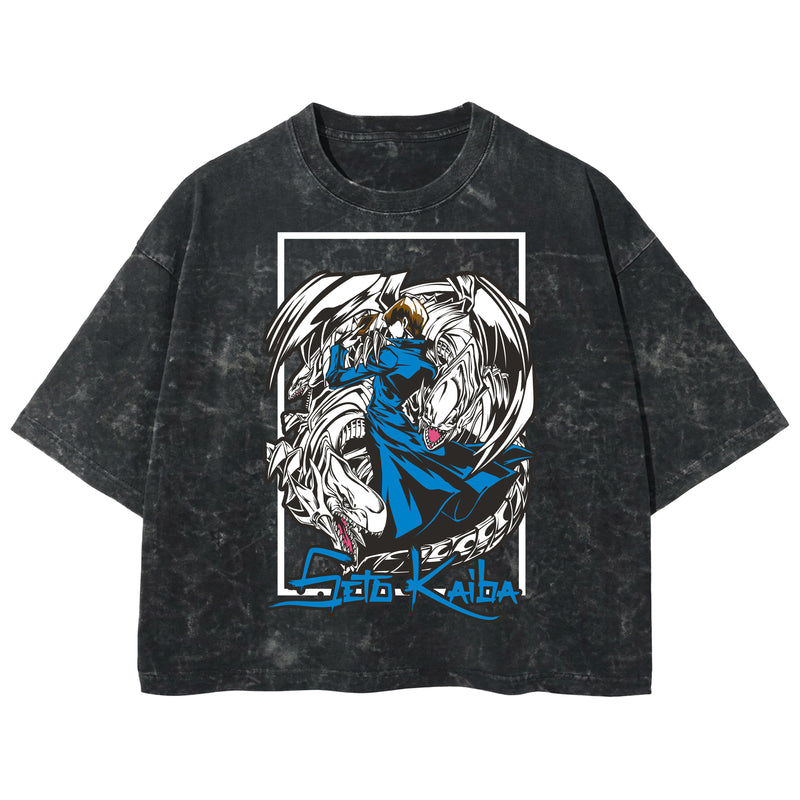 Playera streetwear premium de anime y gaming ExtraLife MX, corte boxy deluxe mineral wash heavyweight en color Acid Wash, moda urbana mexicana de culto.
