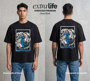 El Duelo del Destino | El Duelo del Faraon #04497 - Playera Oversized Premium | Deep Black - Foto en modelo