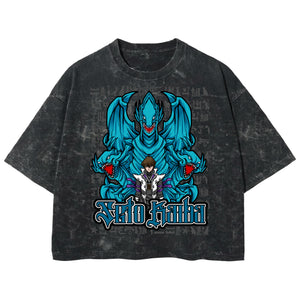 Playera streetwear premium de anime y gaming ExtraLife MX, corte boxy deluxe mineral wash heavyweight en color Acid Wash, moda urbana mexicana de culto.