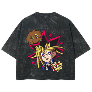 Playera streetwear premium de anime y gaming ExtraLife MX, corte boxy deluxe mineral wash heavyweight en color Acid Wash, moda urbana mexicana de culto.