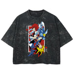 Playera streetwear premium de anime y gaming ExtraLife MX, corte boxy deluxe mineral wash heavyweight en color Acid Wash, moda urbana mexicana de culto.