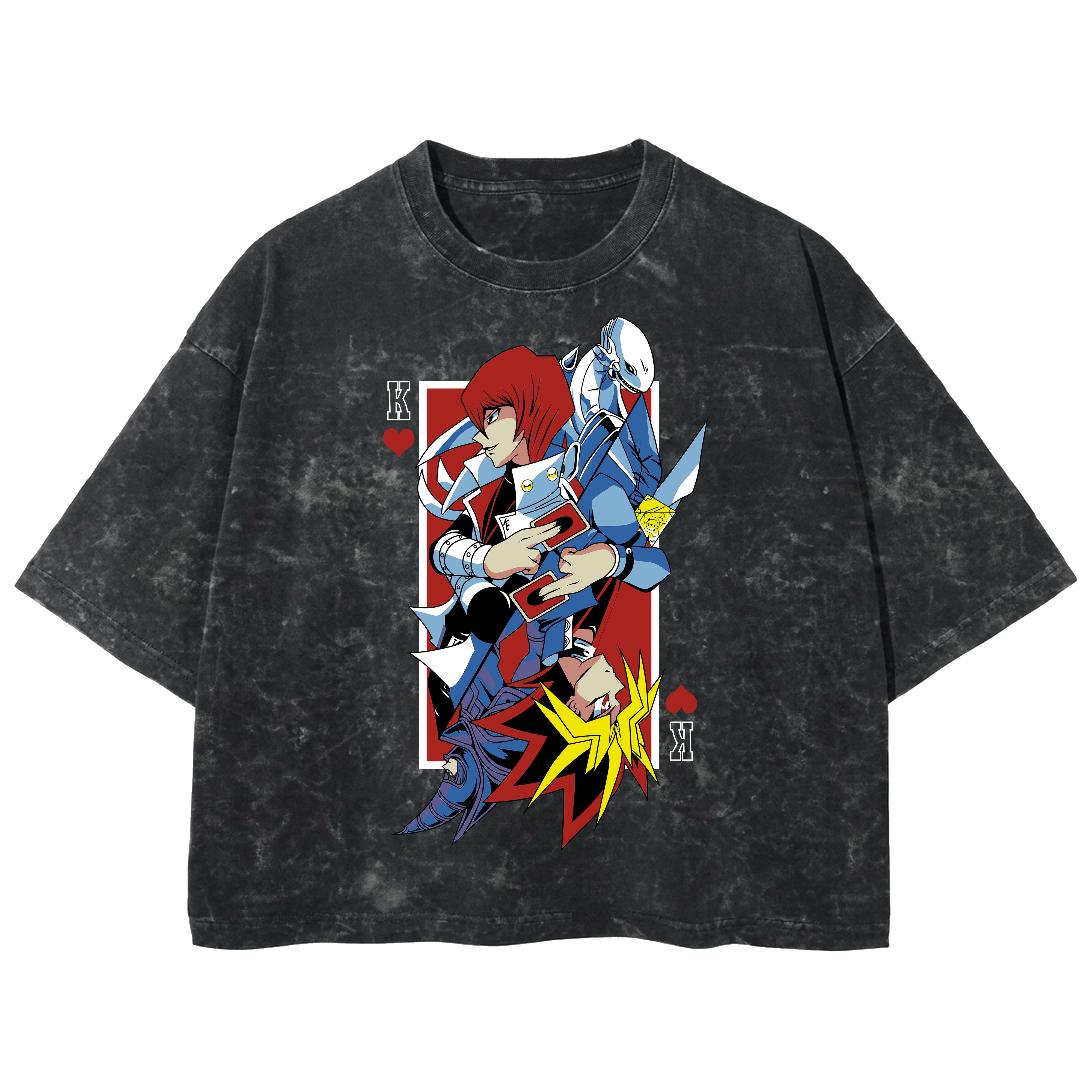 Playera streetwear premium de anime y gaming ExtraLife MX, corte boxy deluxe mineral wash heavyweight en color Acid Wash, moda urbana mexicana de culto.