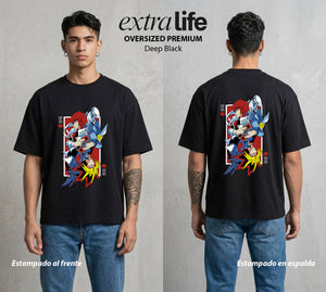 El Duelo del Destino | El Duelo del Faraon #04505 - Playera Oversized Premium | Deep Black - Foto en modelo