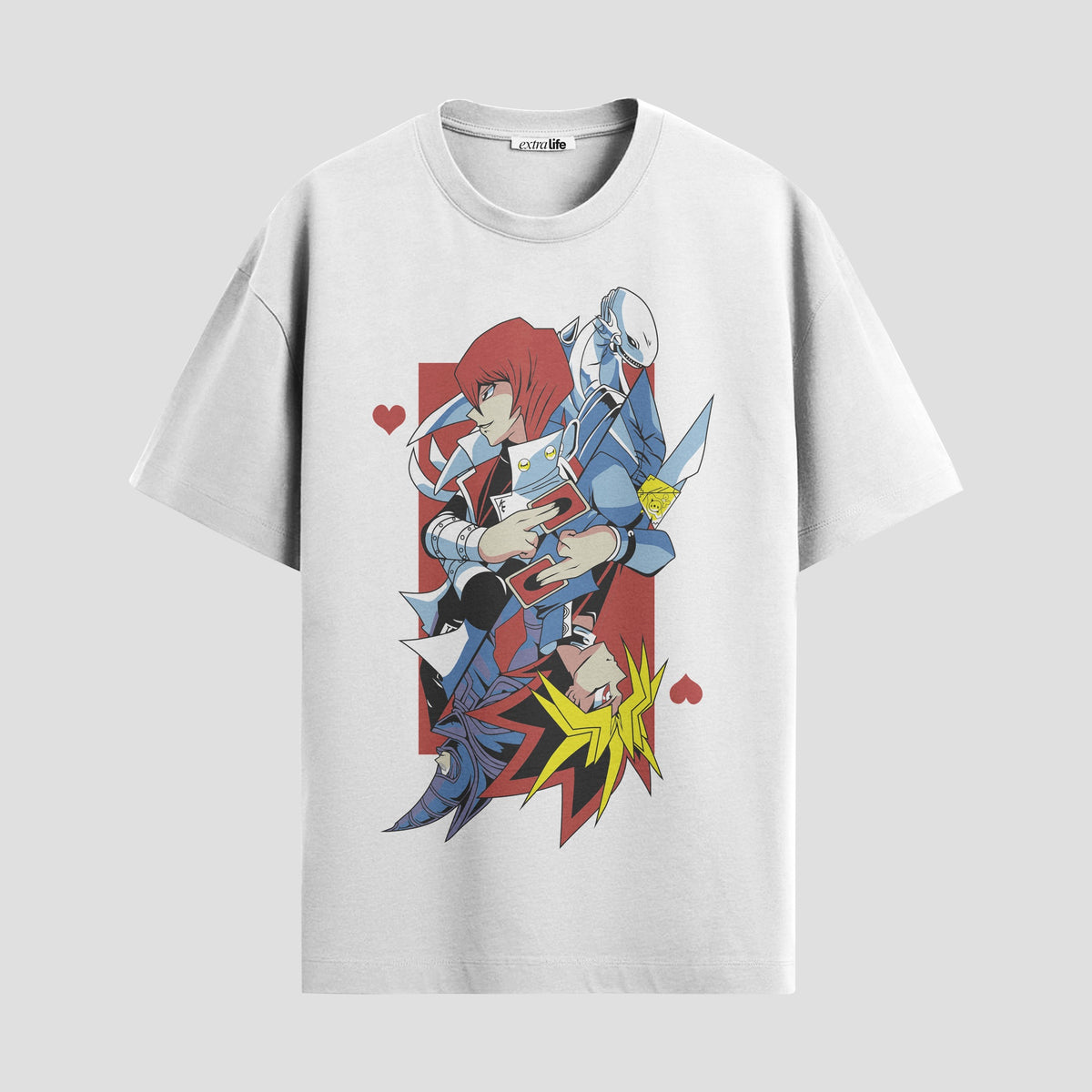 Playera urbana de anime y gaming ExtraLife MX, corte Classic Premium unisex ligero y transpirable en color Deep Black y Pure White, ropa de uso diario para gym y casual.