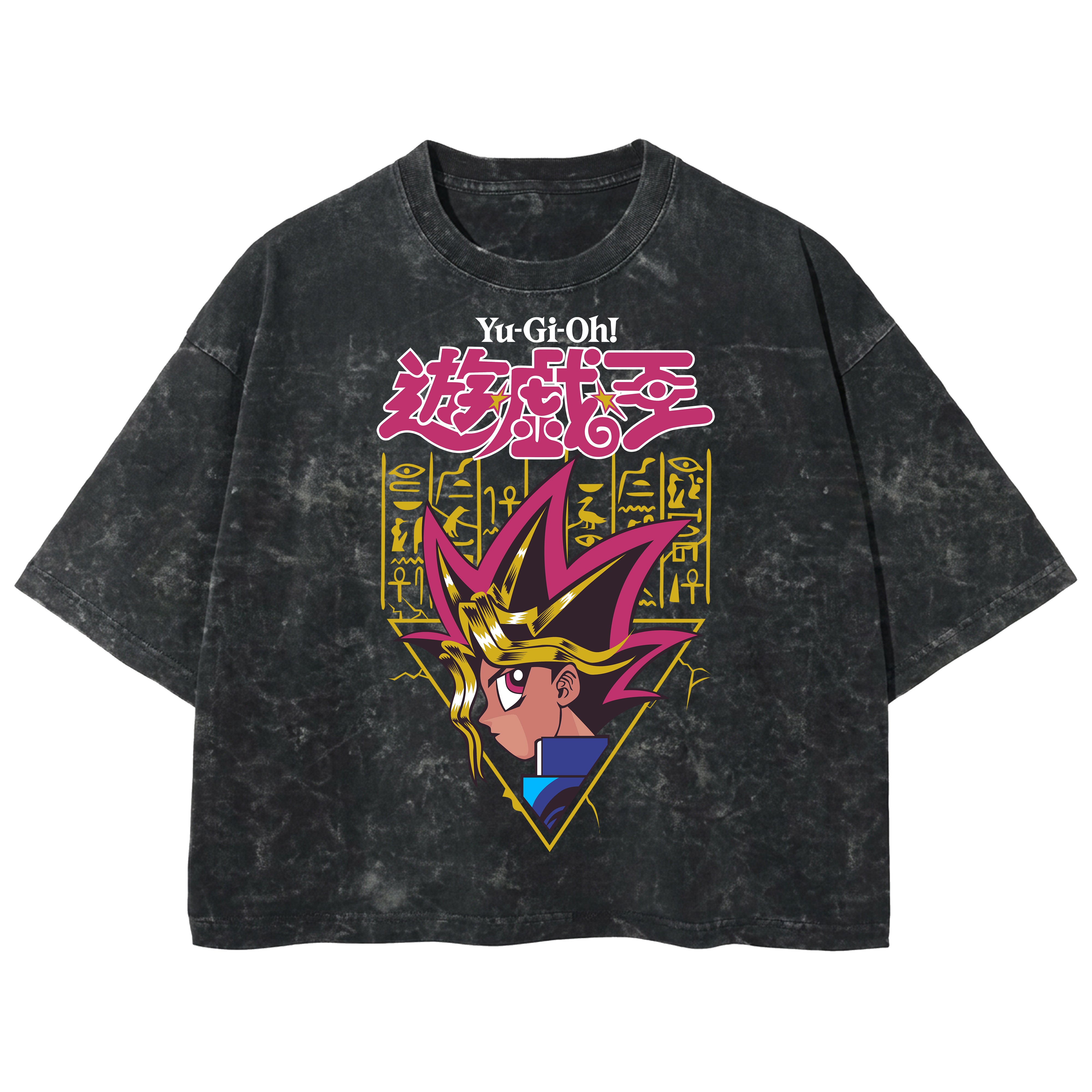 Playera streetwear premium de anime y gaming ExtraLife MX, corte boxy deluxe mineral wash heavyweight en color Acid Wash, moda urbana mexicana de culto.