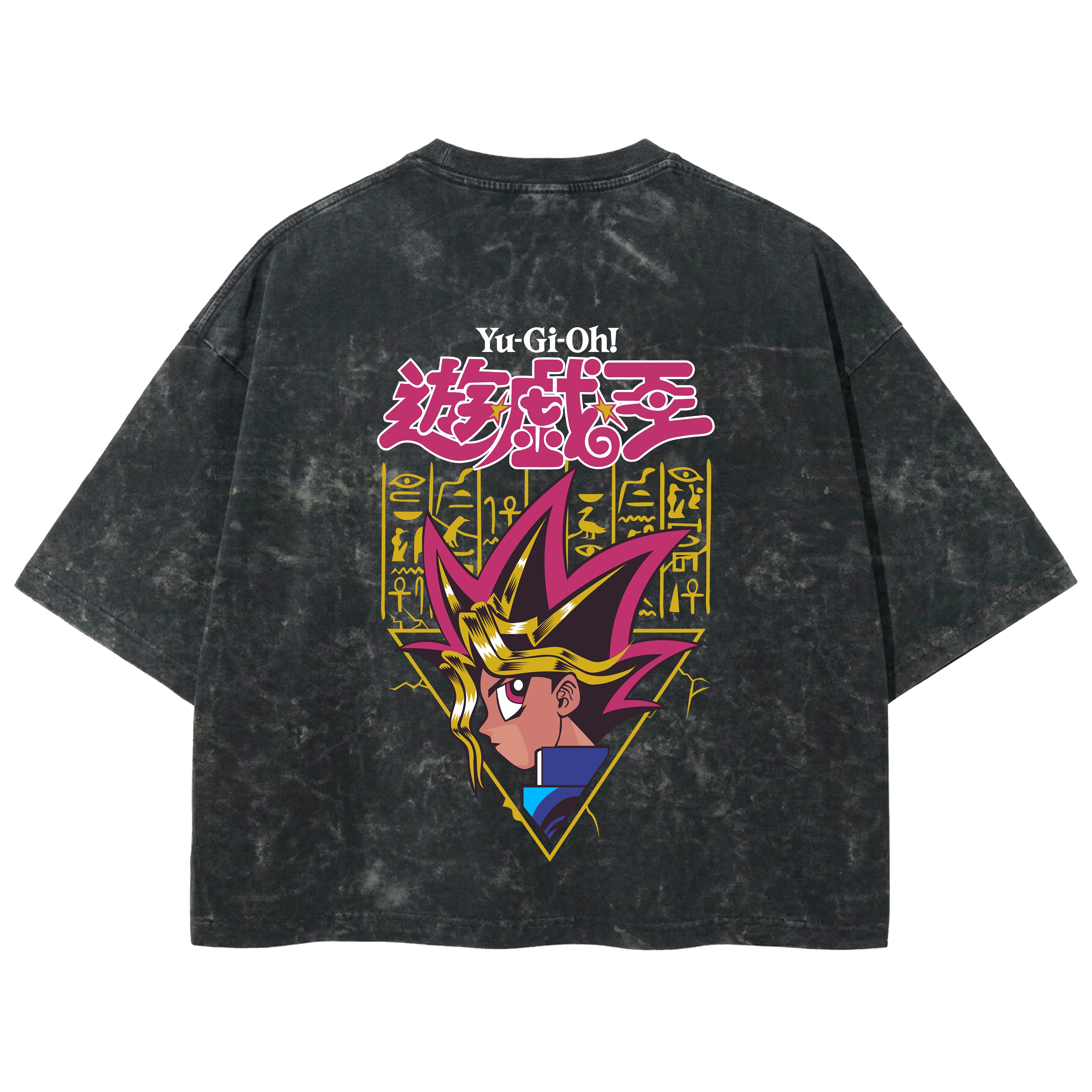 Playera streetwear premium de anime y gaming ExtraLife MX, corte boxy deluxe mineral wash heavyweight en color Acid Wash, moda urbana mexicana de culto.