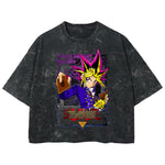 Playera streetwear premium de anime y gaming ExtraLife MX, corte boxy deluxe mineral wash heavyweight en color Acid Wash, moda urbana mexicana de culto.