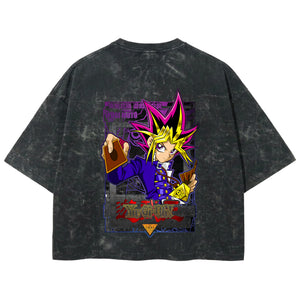 Playera streetwear premium de anime y gaming ExtraLife MX, corte boxy deluxe mineral wash heavyweight en color Acid Wash, moda urbana mexicana de culto.