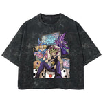 Playera streetwear premium de anime y gaming ExtraLife MX, corte boxy deluxe mineral wash heavyweight en color Acid Wash, moda urbana mexicana de culto.