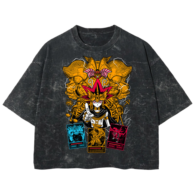Playera streetwear premium de anime y gaming ExtraLife MX, corte boxy deluxe mineral wash heavyweight en color Acid Wash, moda urbana mexicana de culto.