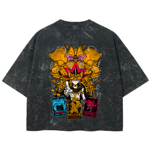 Playera streetwear premium de anime y gaming ExtraLife MX, corte boxy deluxe mineral wash heavyweight en color Acid Wash, moda urbana mexicana de culto.