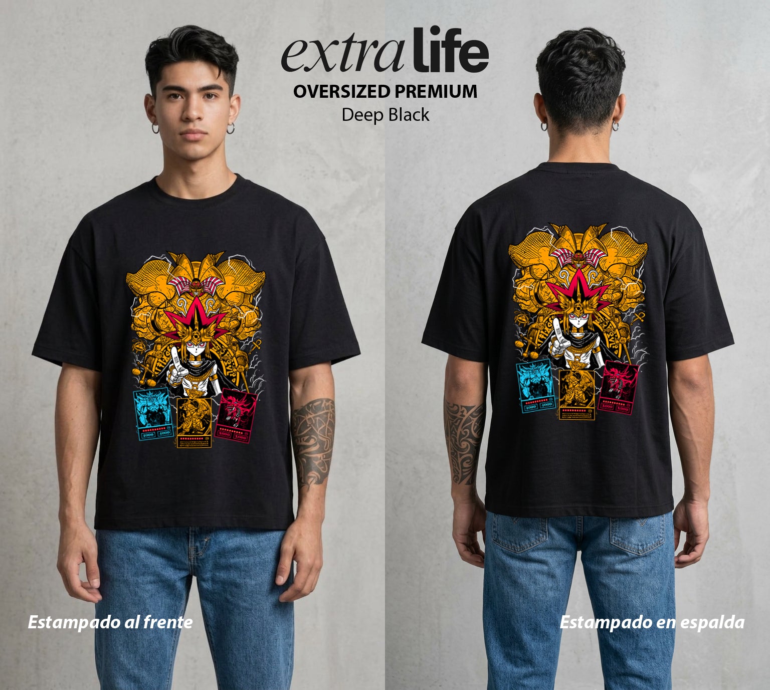 El Duelo del Destino | El Ser Prohibido #04509 - Playera Oversized Premium | Deep Black - Foto en modelo