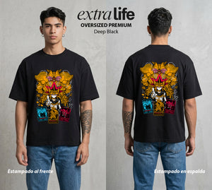 El Duelo del Destino | El Ser Prohibido #04509 - Playera Oversized Premium | Deep Black - Foto en modelo
