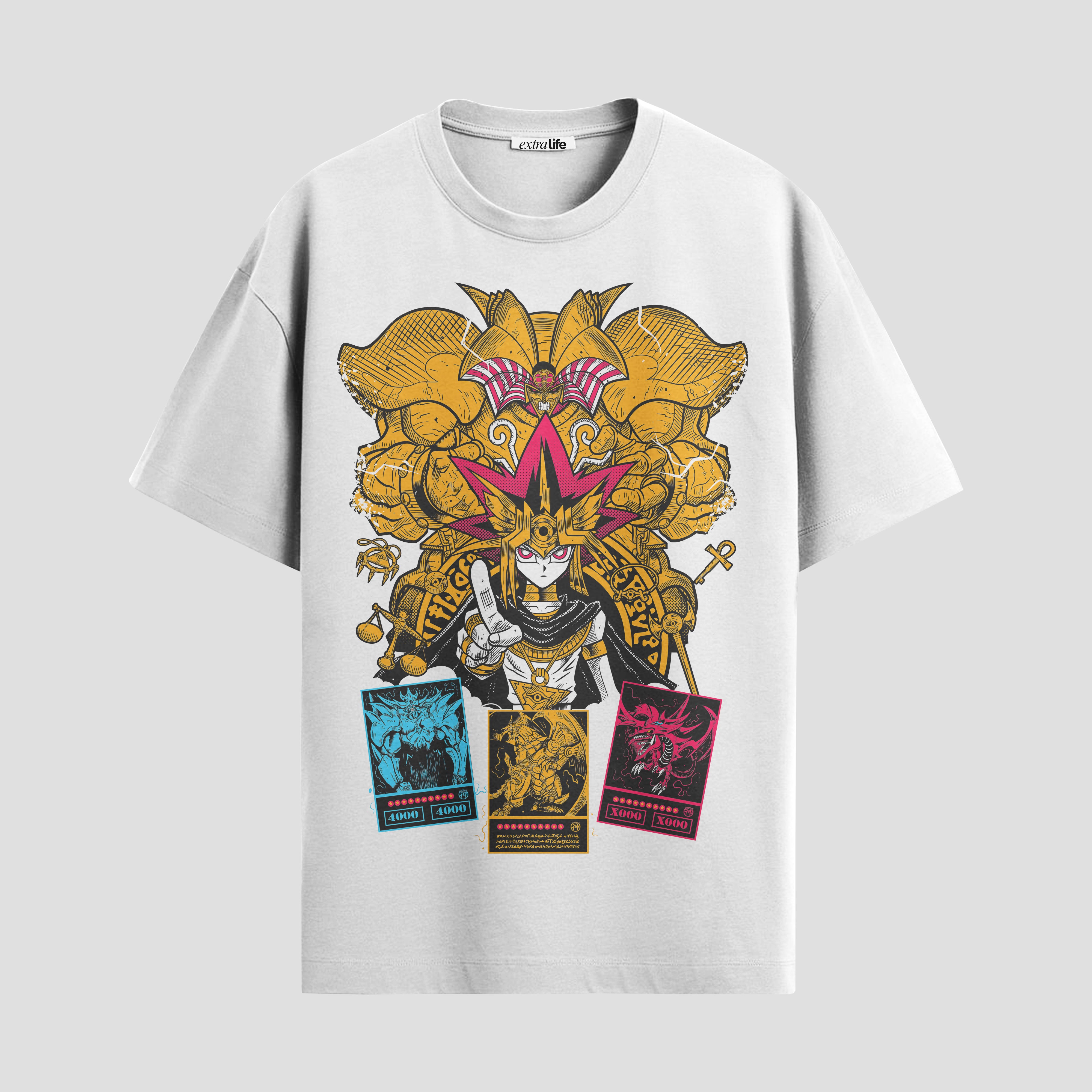 Playera urbana de anime y gaming ExtraLife MX, corte Standard Fit unisex ligero y transpirable en color Deep Black y Pure White, ropa de uso diario para gym y casual.