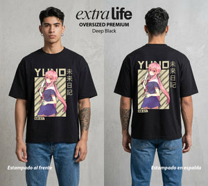 El Diario del Futuro | La Yandere del Destino #04511 - Playera Oversized Premium | Deep Black - Foto en modelo