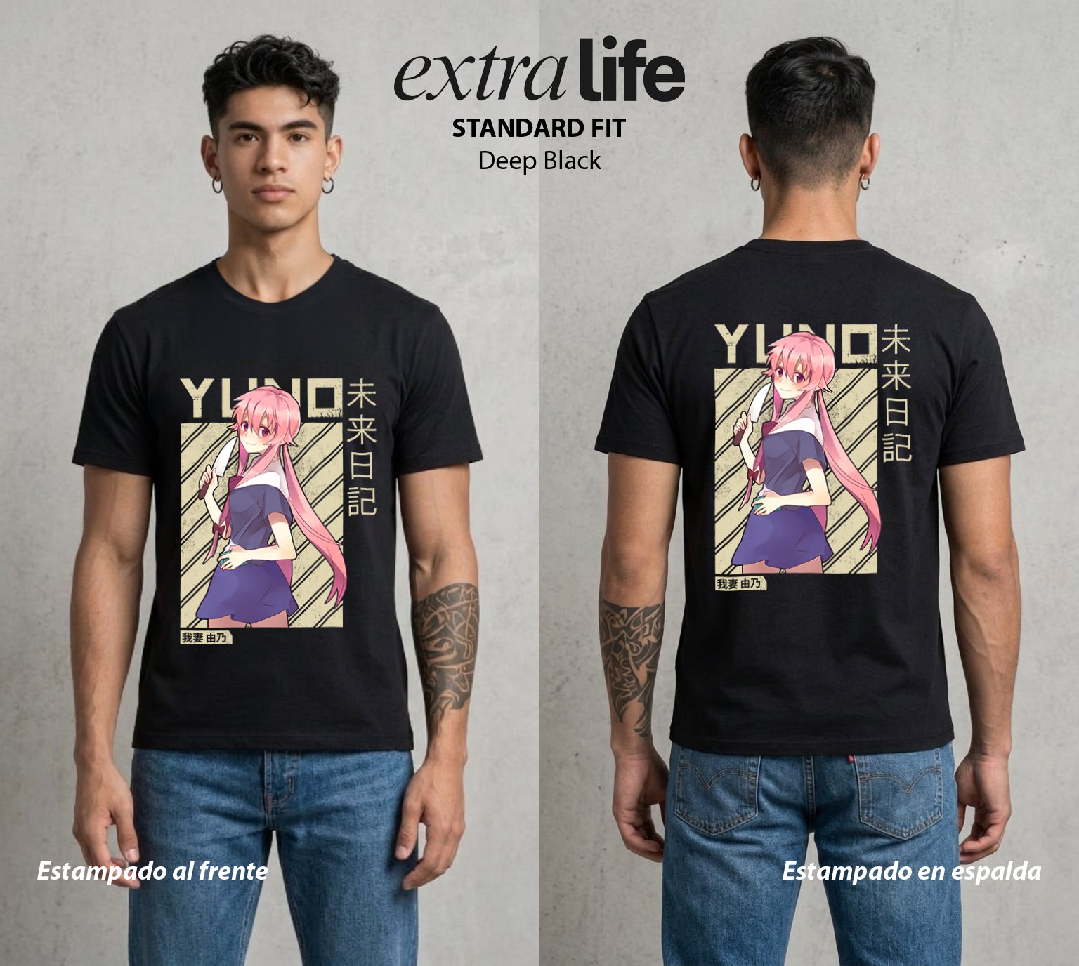 El Diario del Futuro | La Yandere del Destino #04511 - Playera Standard Fit | Deep Black - Foto en modelo