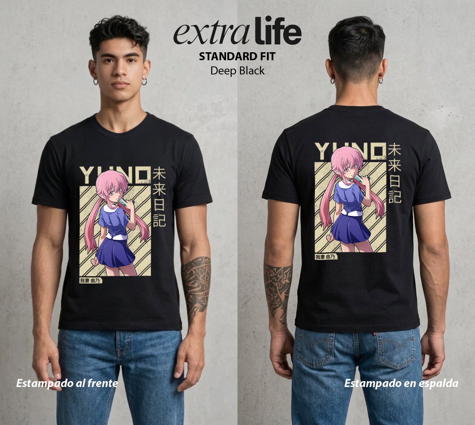El Diario del Futuro | El Diario del Amor #04512 - Playera Standard Fit | Deep Black - Foto en modelo