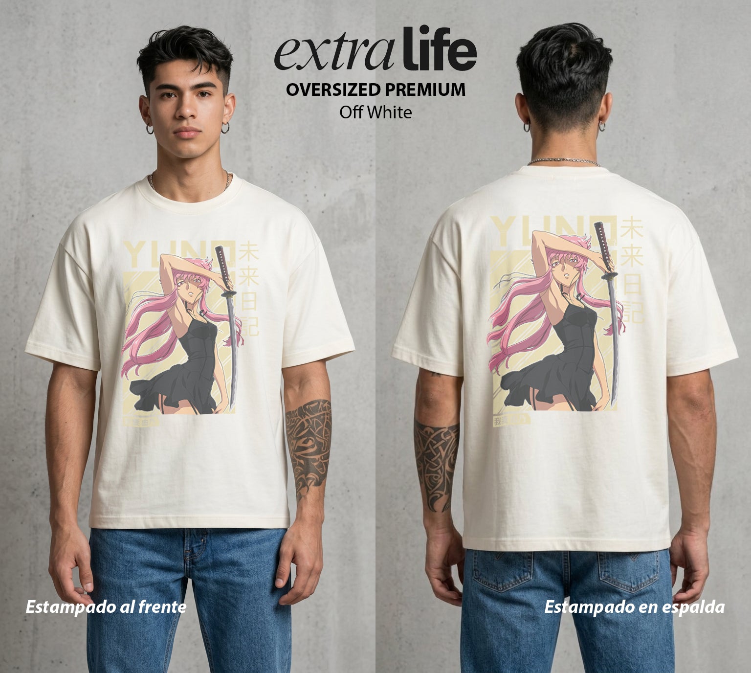 El Diario del Futuro | La Mas Letal del Amor #04514 - Playera Oversized Premium | Off White - Foto en modelo
