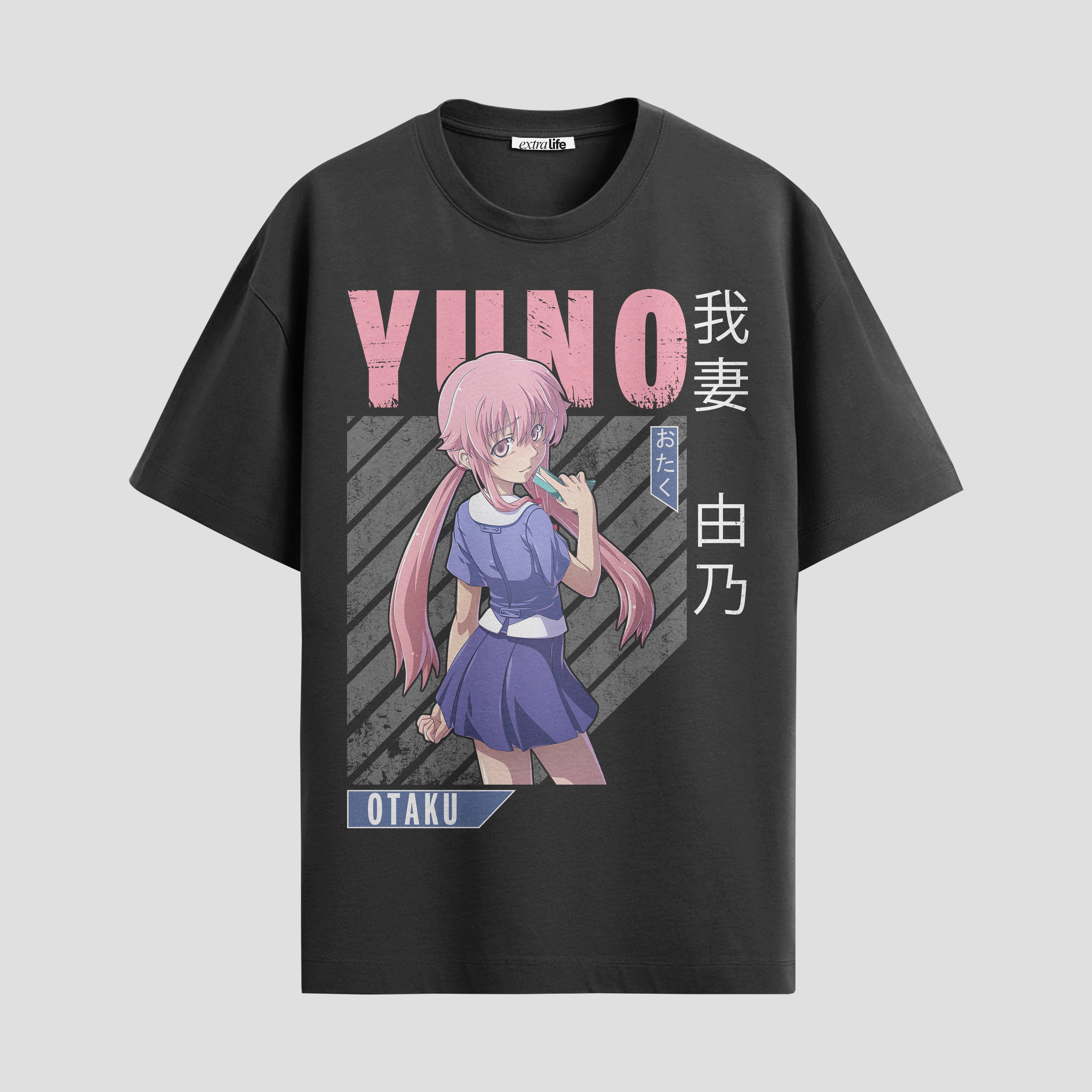 Playera urbana de anime y gaming ExtraLife MX, corte Standard Fit unisex ligero y transpirable en color Deep Black y Pure White, ropa de uso diario para gym y casual.