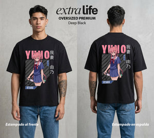 El Diario del Futuro | La Obsesion del Bien #04517 - Playera Oversized Premium | Deep Black - Foto en modelo