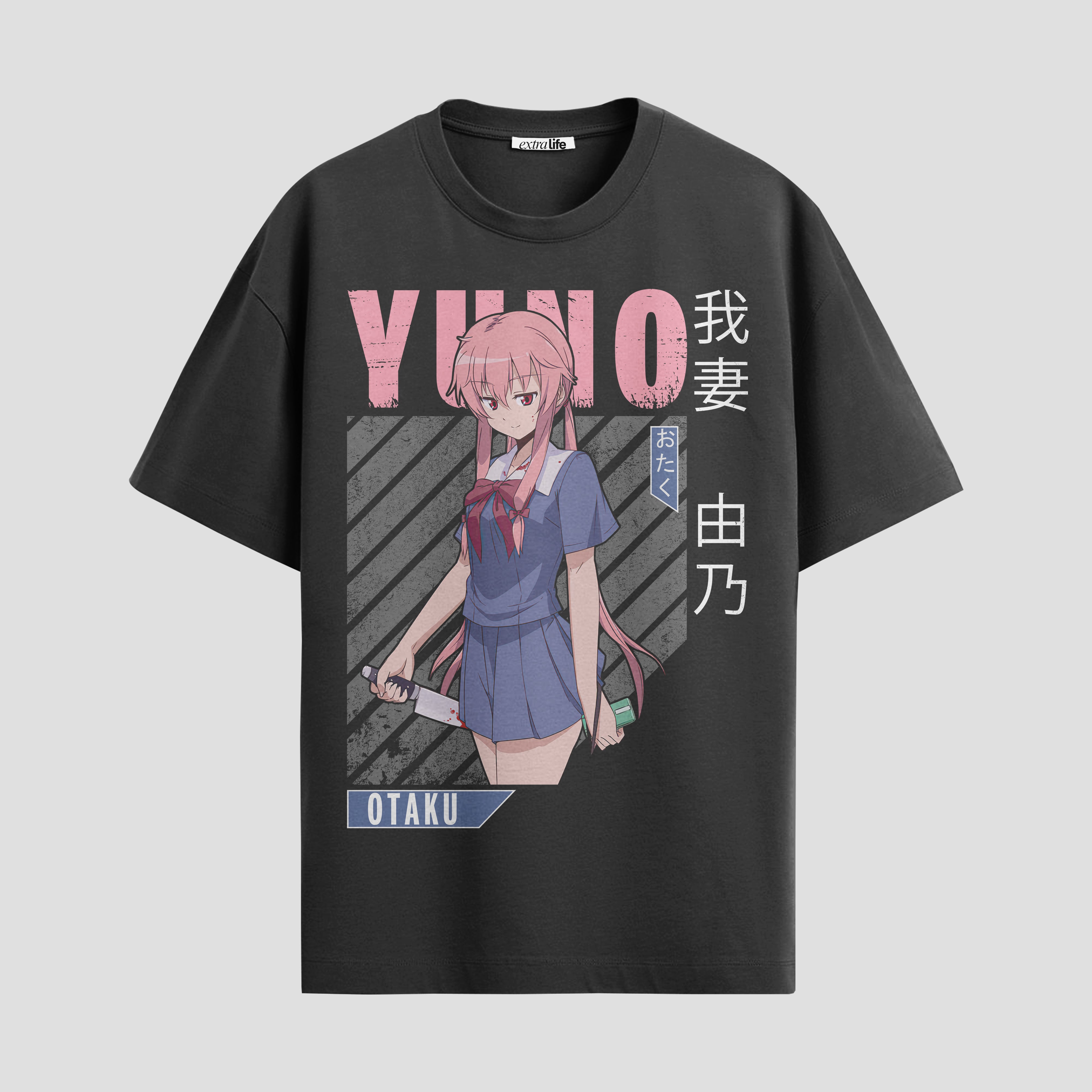 Playera urbana de anime y gaming ExtraLife MX, corte Standard Fit unisex ligero y transpirable en color Deep Black y Pure White, ropa de uso diario para gym y casual.