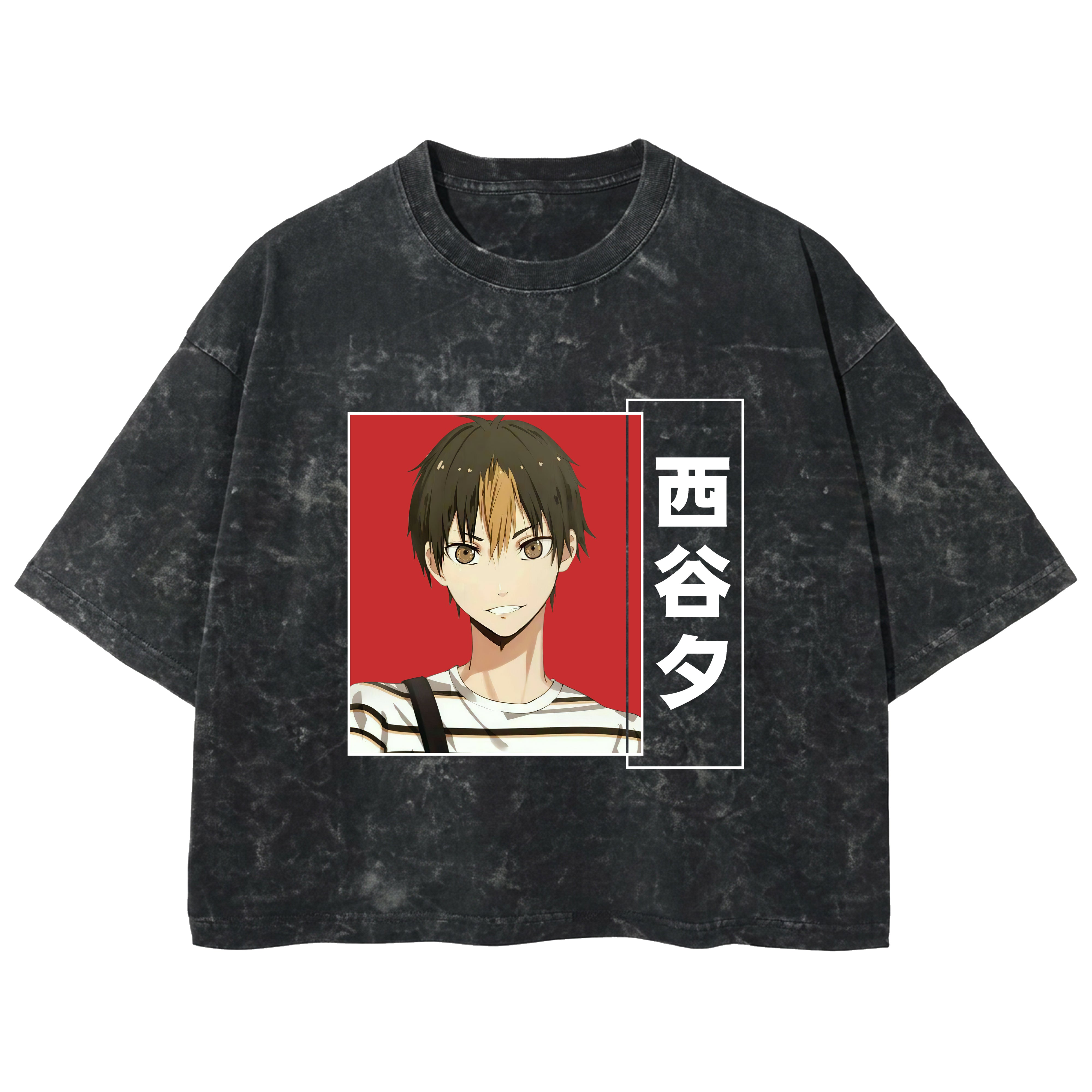 Playera streetwear premium de anime y gaming ExtraLife MX, corte boxy deluxe mineral wash heavyweight en color Acid Wash, moda urbana mexicana de culto.