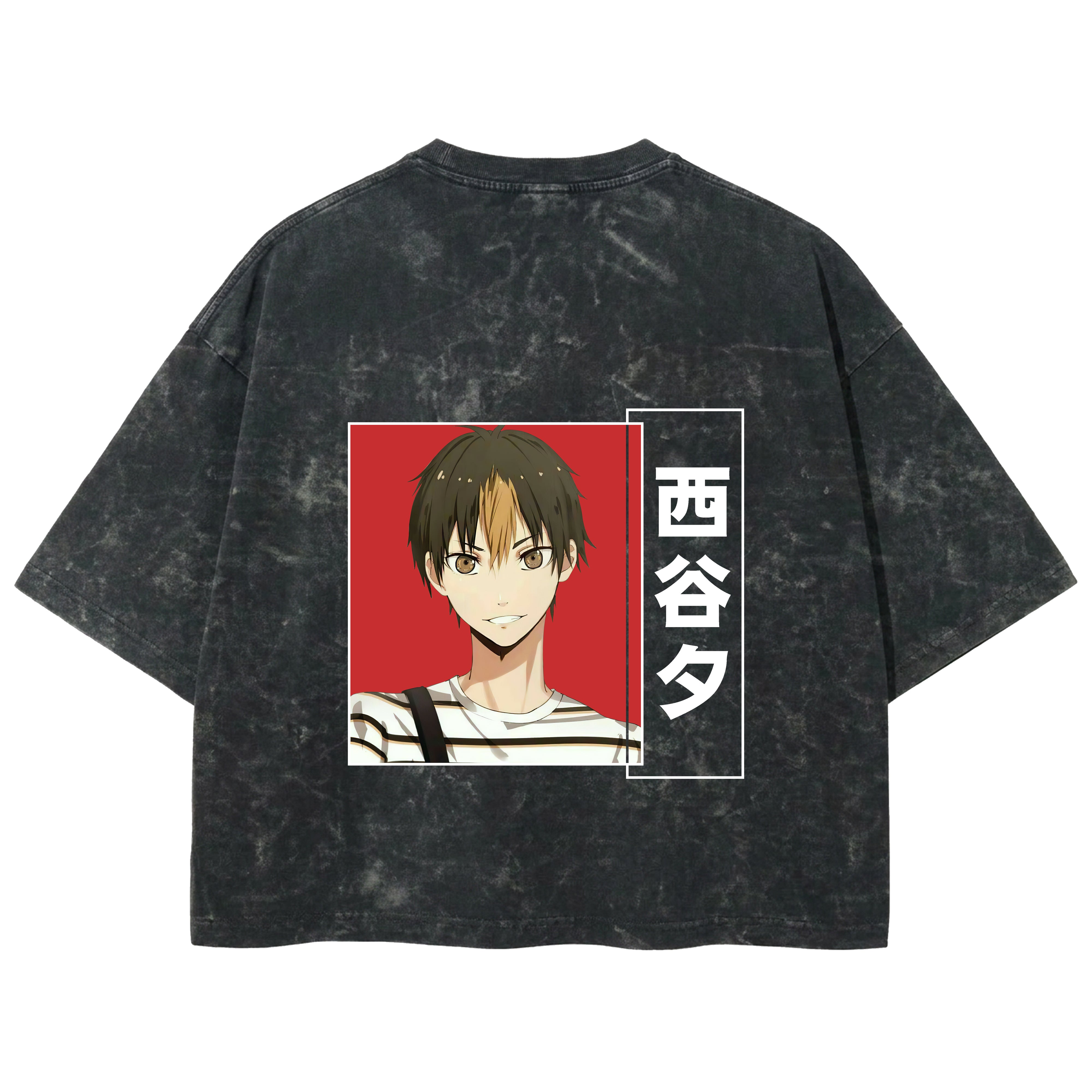 Playera streetwear premium de anime y gaming ExtraLife MX, corte boxy deluxe mineral wash heavyweight en color Acid Wash, moda urbana mexicana de culto.