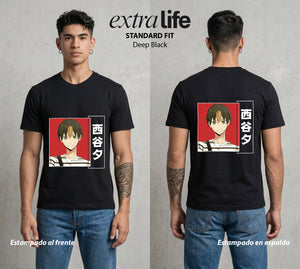 El Vuelo del Voleibol | El Guardian del Fondo #04519 - Playera Standard Fit | Deep Black - Foto en modelo