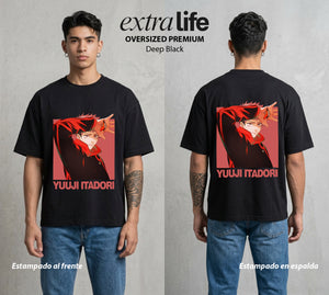 El Arte de las Maldiciones | El Corazon del Poder #04520 - Playera Oversized Premium | Deep Black - Foto en modelo
