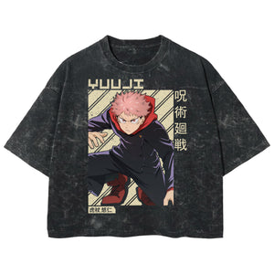 Playera streetwear premium de anime y gaming ExtraLife MX, corte boxy deluxe mineral wash heavyweight en color Acid Wash, moda urbana mexicana de culto.