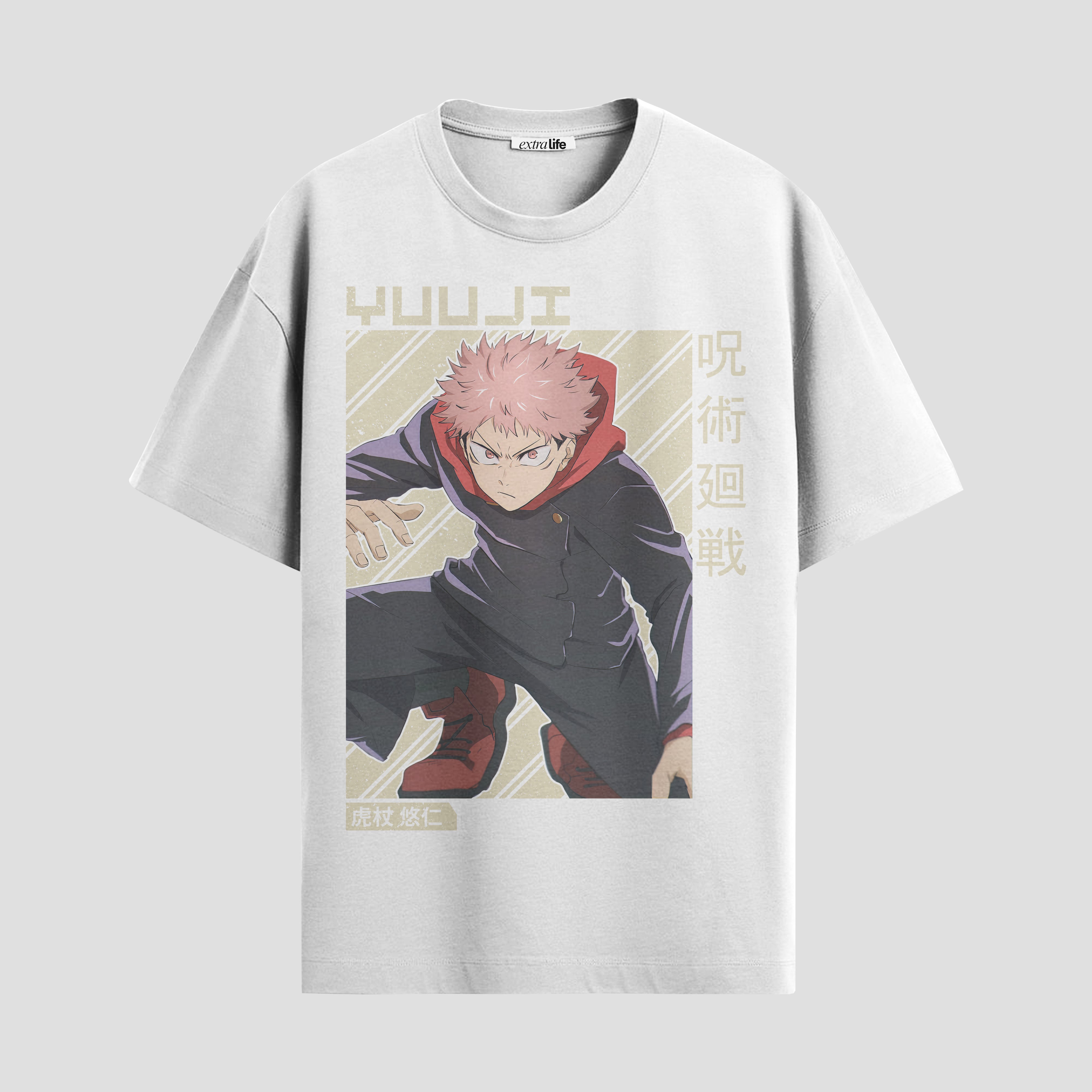 Playera urbana de anime y gaming ExtraLife MX, corte Standard Fit unisex ligero y transpirable en color Deep Black y Pure White, ropa de uso diario para gym y casual.