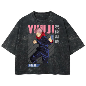 Playera streetwear premium de anime y gaming ExtraLife MX, corte boxy deluxe mineral wash heavyweight en color Acid Wash, moda urbana mexicana de culto.