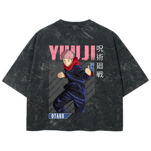 Playera streetwear premium de anime y gaming ExtraLife MX, corte boxy deluxe mineral wash heavyweight en color Acid Wash, moda urbana mexicana de culto.