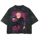 Playera streetwear premium de anime y gaming ExtraLife MX, corte boxy deluxe mineral wash heavyweight en color Acid Wash, moda urbana mexicana de culto.