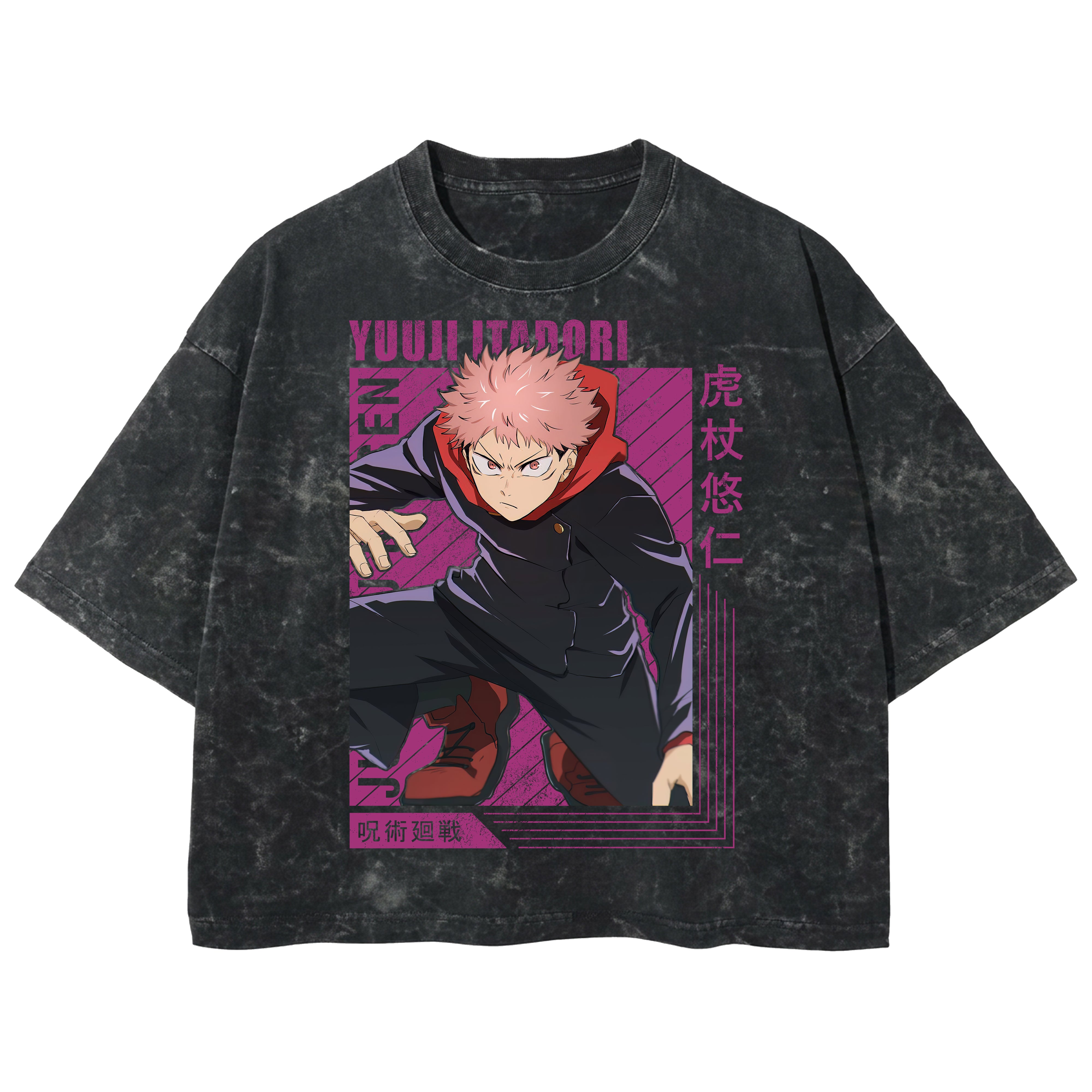 Playera streetwear premium de anime y gaming ExtraLife MX, corte boxy deluxe mineral wash heavyweight en color Acid Wash, moda urbana mexicana de culto.