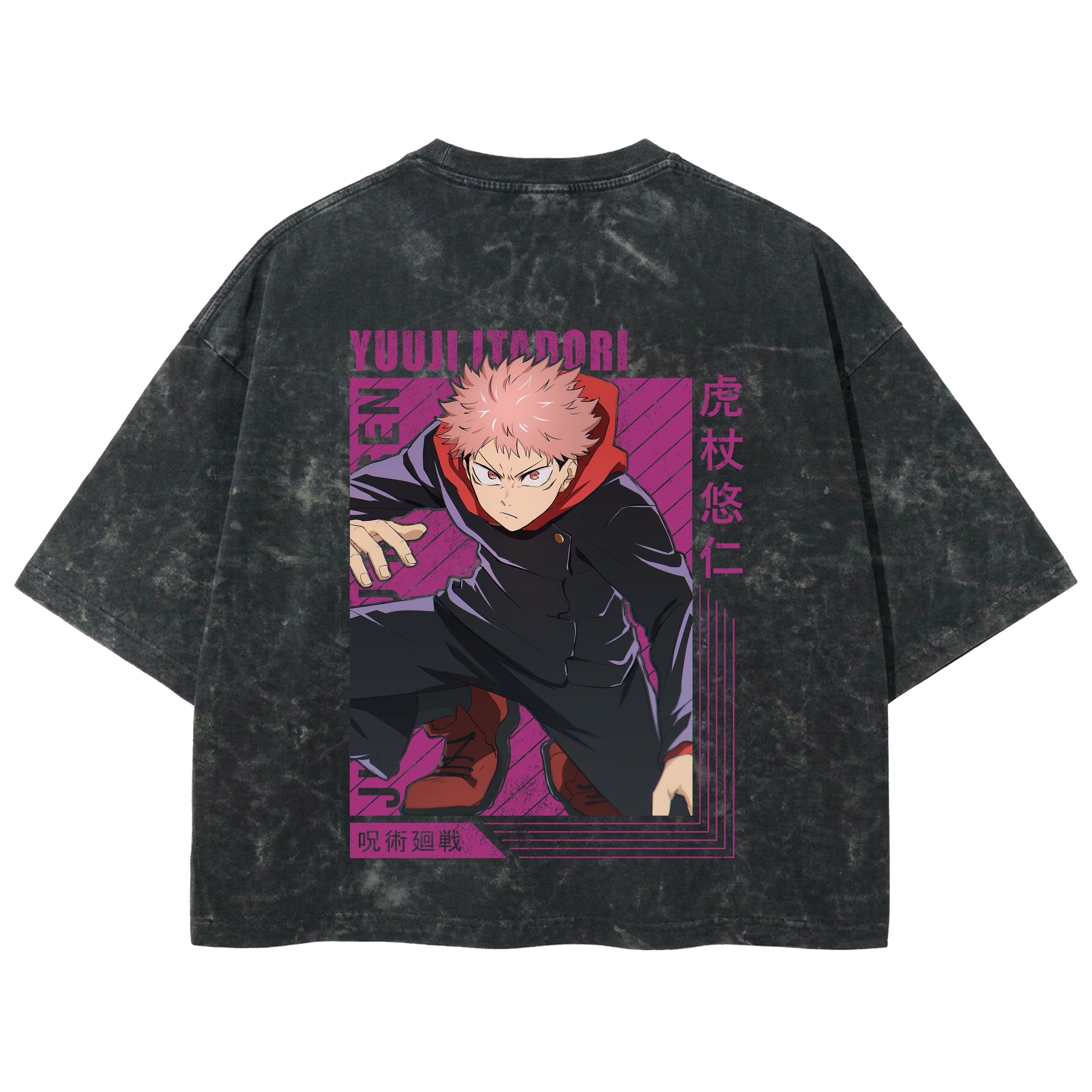 Playera streetwear premium de anime y gaming ExtraLife MX, corte boxy deluxe mineral wash heavyweight en color Acid Wash, moda urbana mexicana de culto.
