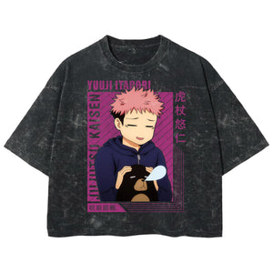 Playera streetwear premium de anime y gaming ExtraLife MX, corte boxy deluxe mineral wash heavyweight en color Acid Wash, moda urbana mexicana de culto.