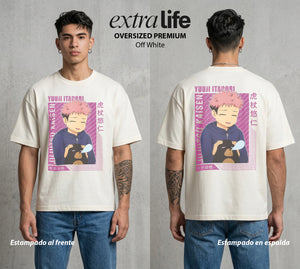 El Arte de las Maldiciones | El Cuerpo del Rey #04524 - Playera Oversized Premium | Off White - Foto en modelo