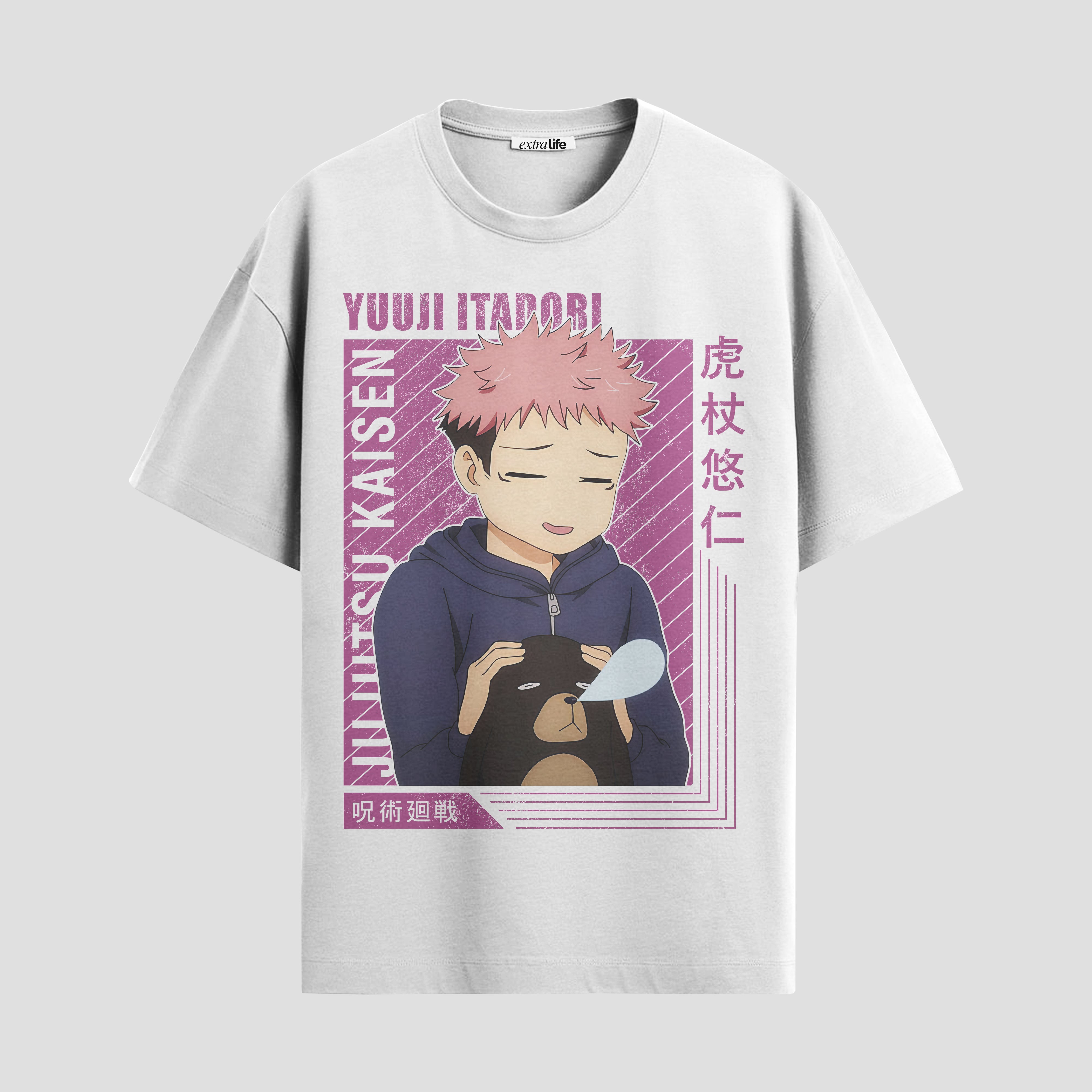 Playera urbana de anime y gaming ExtraLife MX, corte Standard Fit unisex ligero y transpirable en color Deep Black y Pure White, ropa de uso diario para gym y casual.