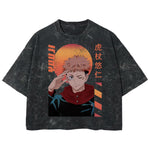 Playera streetwear premium de anime y gaming ExtraLife MX, corte boxy deluxe mineral wash heavyweight en color Acid Wash, moda urbana mexicana de culto.