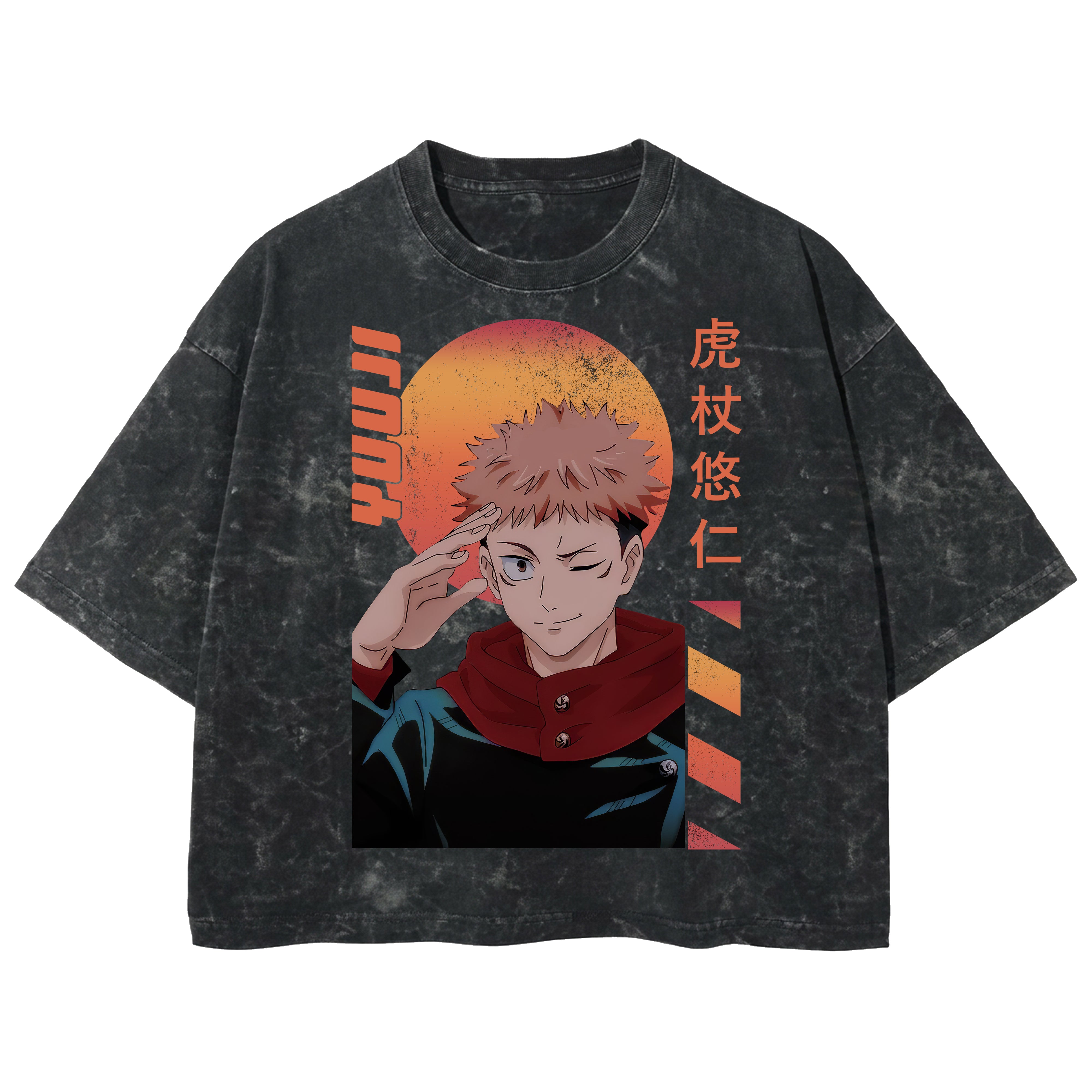 Playera streetwear premium de anime y gaming ExtraLife MX, corte boxy deluxe mineral wash heavyweight en color Acid Wash, moda urbana mexicana de culto.
