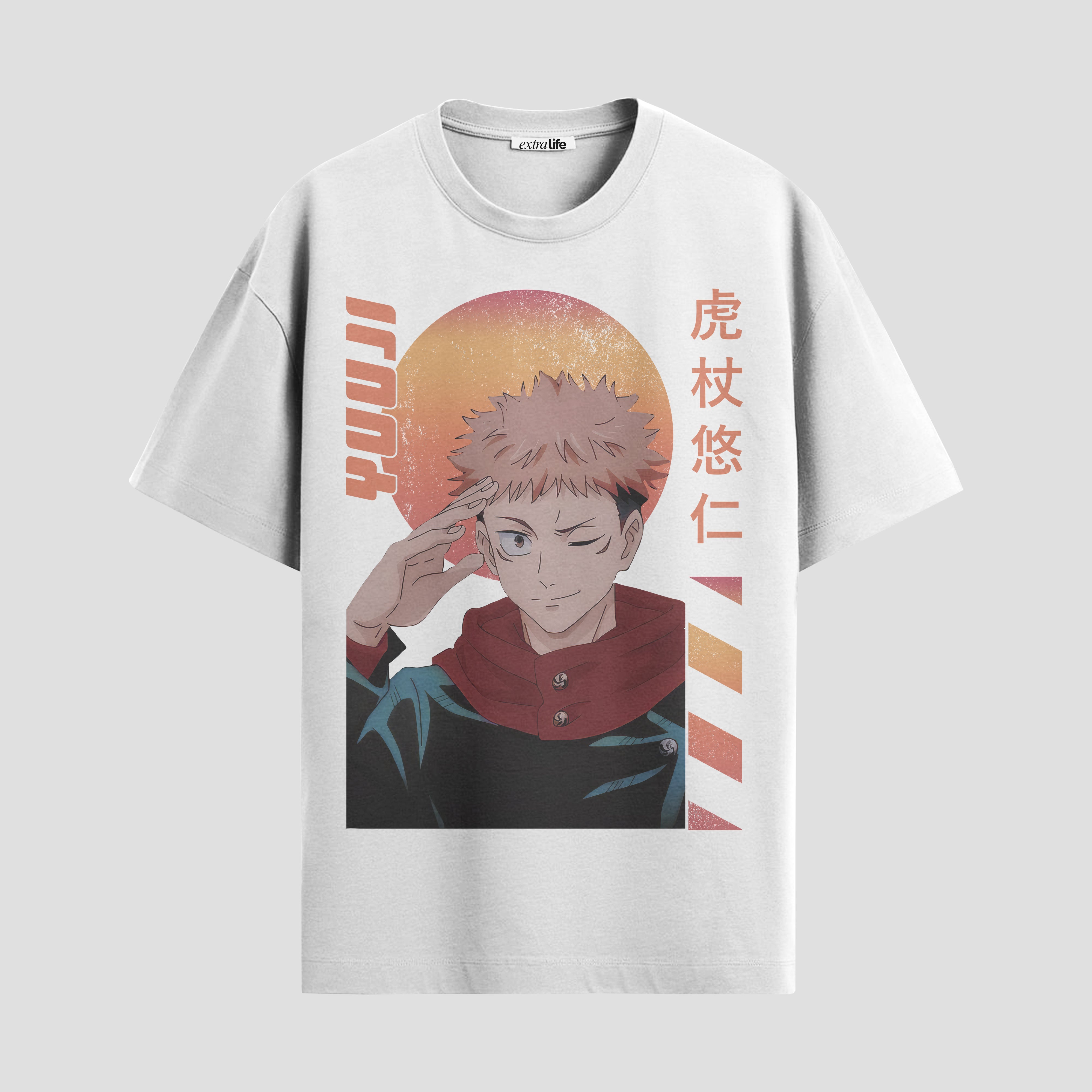 Playera urbana de anime y gaming ExtraLife MX, corte Standard Fit unisex ligero y transpirable en color Deep Black y Pure White, ropa de uso diario para gym y casual.