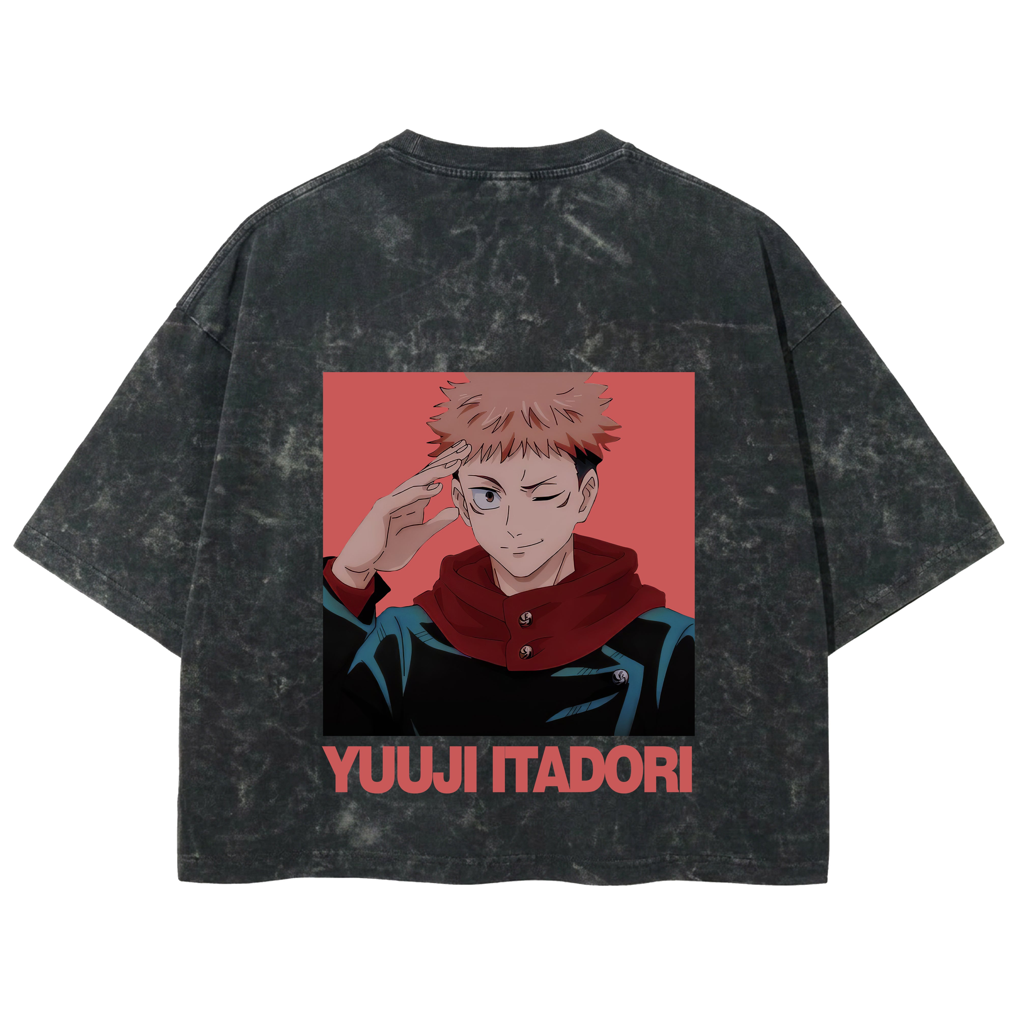 Playera streetwear premium de anime y gaming ExtraLife MX, corte boxy deluxe mineral wash heavyweight en color Acid Wash, moda urbana mexicana de culto.