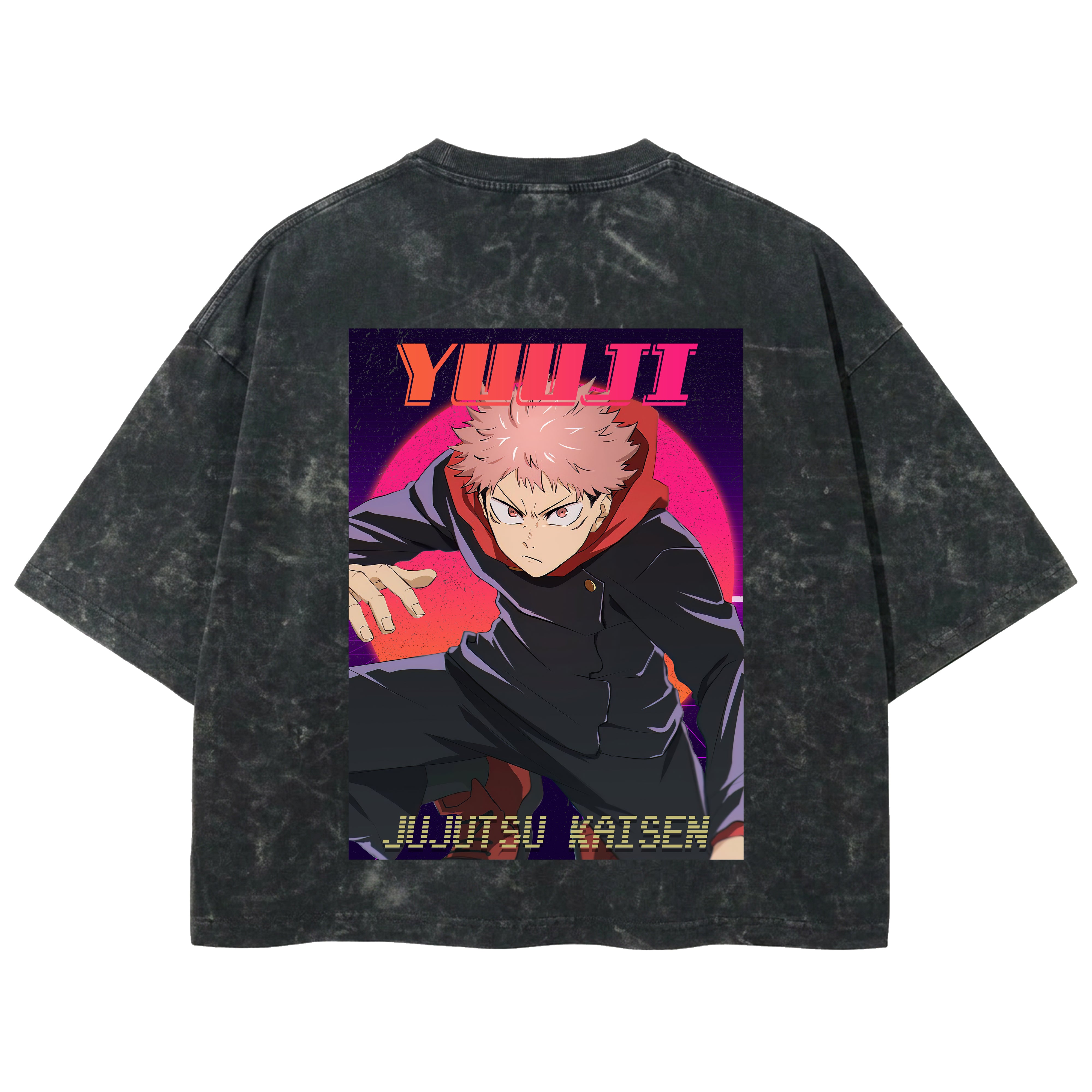 Playera streetwear premium de anime y gaming ExtraLife MX, corte boxy deluxe mineral wash heavyweight en color Acid Wash, moda urbana mexicana de culto.