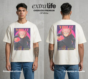 El Arte de las Maldiciones | El Portador del Rey #04527 - Playera Oversized Premium | Off White - Foto en modelo