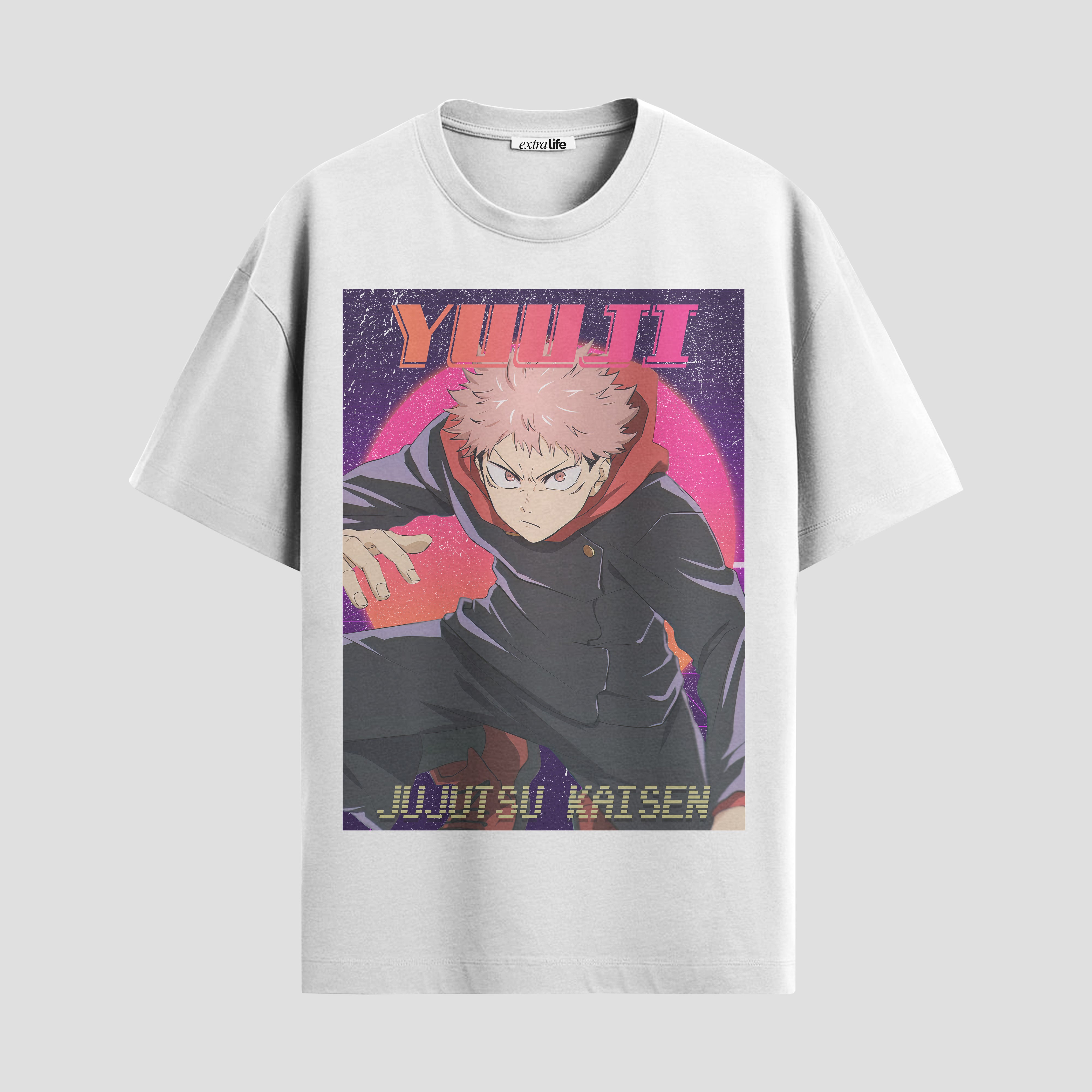 Playera urbana de anime y gaming ExtraLife MX, corte Standard Fit unisex ligero y transpirable en color Deep Black y Pure White, ropa de uso diario para gym y casual.