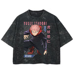 Playera streetwear premium de anime y gaming ExtraLife MX, corte boxy deluxe mineral wash heavyweight en color Acid Wash, moda urbana mexicana de culto.