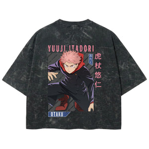 Playera streetwear premium de anime y gaming ExtraLife MX, corte boxy deluxe mineral wash heavyweight en color Acid Wash, moda urbana mexicana de culto.
